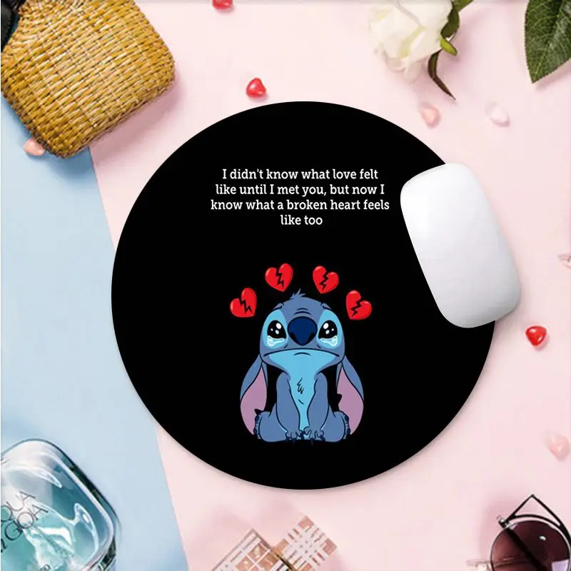 Cool New Disey Stitch Laptop Computer round desk pads Mousepad gaming Mousepad Rug For PC Laptop Notebook