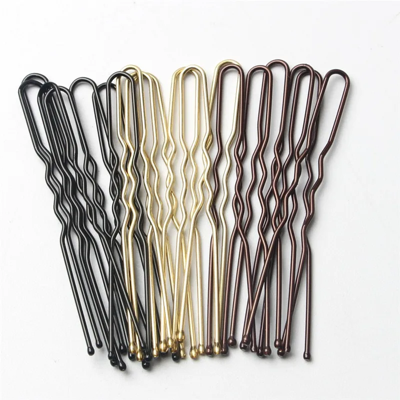 50/100 PCS/Bag 5cm U Shaped Alloy Hairpins Waved Hair Clips Simple Metal Bobby Pins Barrettes Bridal Hairstyle Tools Accessories