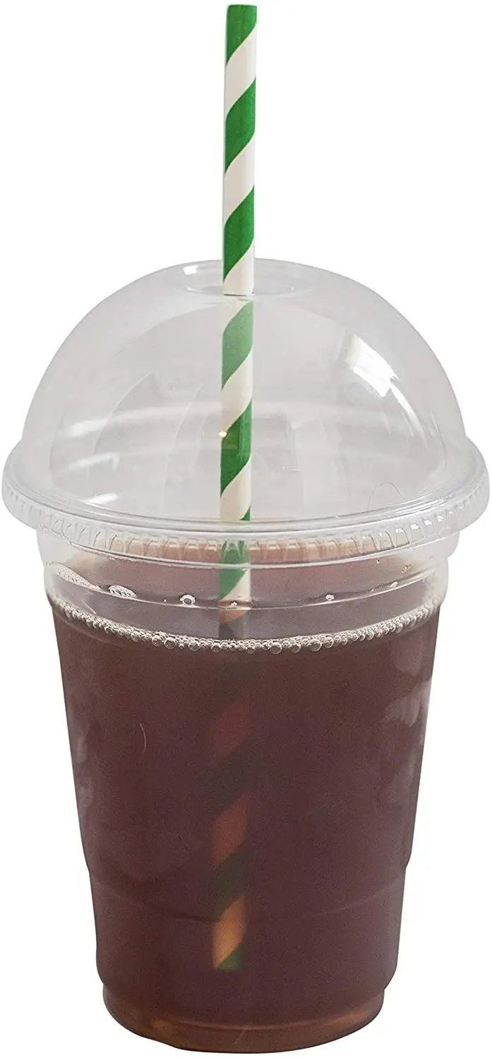 [100 Sets - 16 oz.] Plastic Cups With Dome Lids, Clear Plastic Cups with Lids Disposable Party Drinks,Clear Crystal 450ml image 3