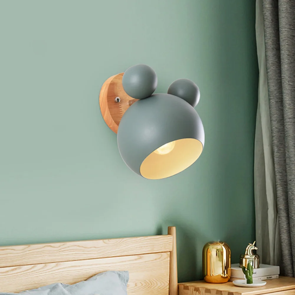 Modern Wall Lamp Iron Mickey Wall Lamps For Living Room Bedroom Baby Room Decor Nordic Home Bedside Wall Light Fixtures