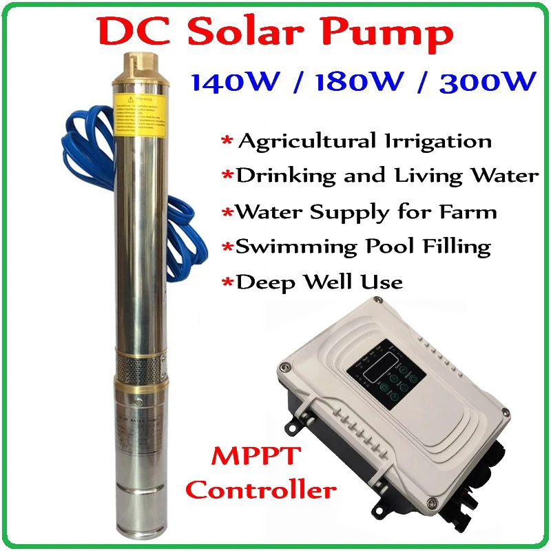 24V 48V DC Solar Pump Brushless solar deep well pump 300W 140W 180W with permanent magnet synchronous motor home agriculture pu