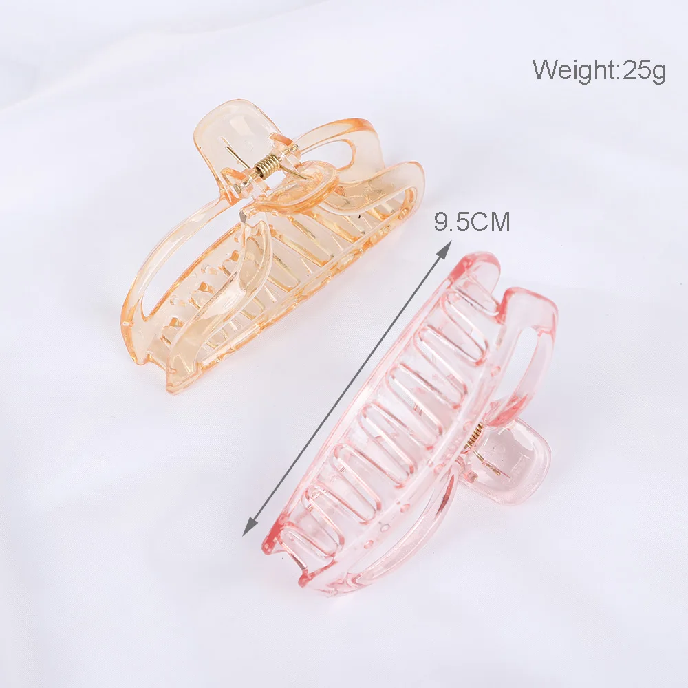 Transparent Colorful Plastic Ponytail Holder Hair Claw Clips Women Girls Large Barrette Crab Hair Clamp Make Up Hair Accessories