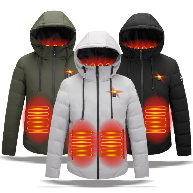 

Electric Heated Jackets Outdoor Vest Coat USB Long Sleeves Electric Heating Hooded Jackets Warm Winter CoatThermal Clothing