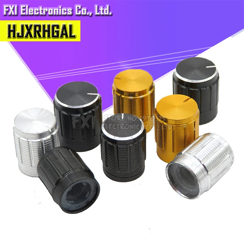 10pcs aluminum alloy 13*17mm potentiometer 13*17 knob rotation switch volume control knob black silvery