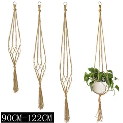 90-122cm Handgemachte Blume Topf Net Tasche Geflochtene Hause Vintage Decor Anlage Hängenden Korb Verknotet Seil Garten Anlage aufhänger Topf Tablett