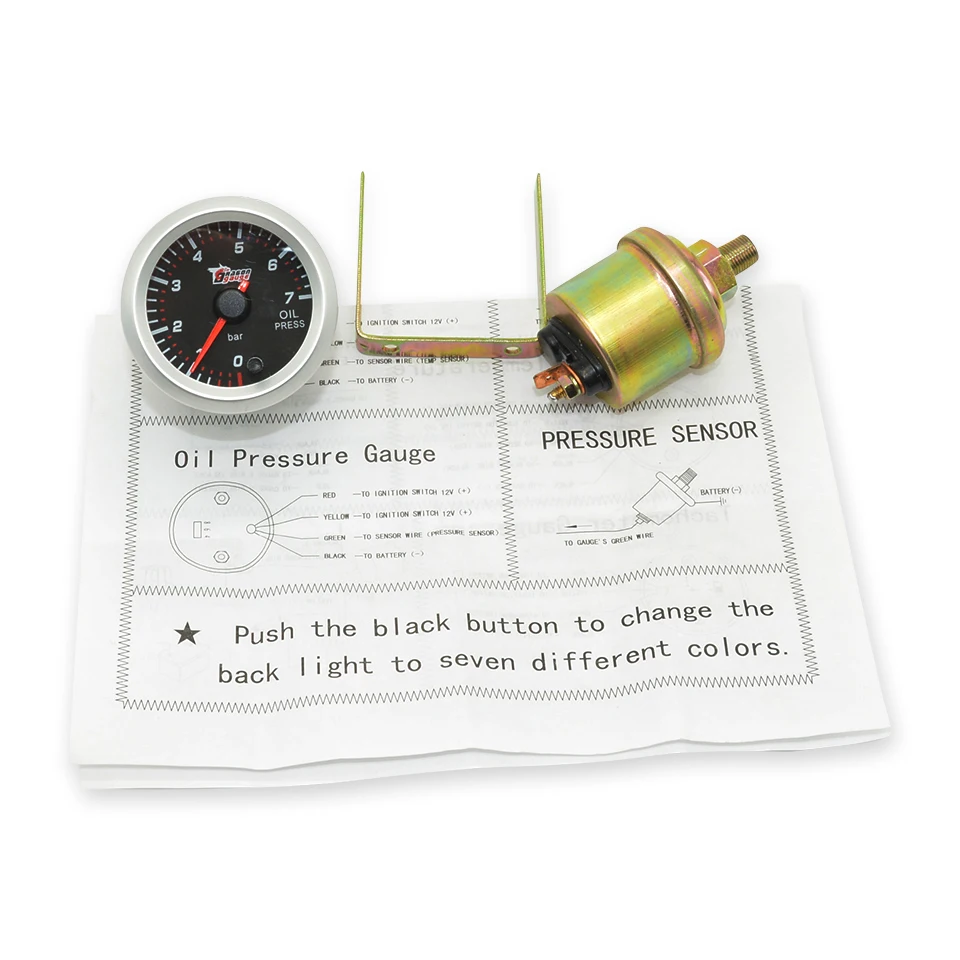 Dragon gauge 52mm 7 Color Backlight Car Boost Oil Temp Pressure Water Temperature RPM Meter Voage Tachometer Air FUel GAS Gauge
