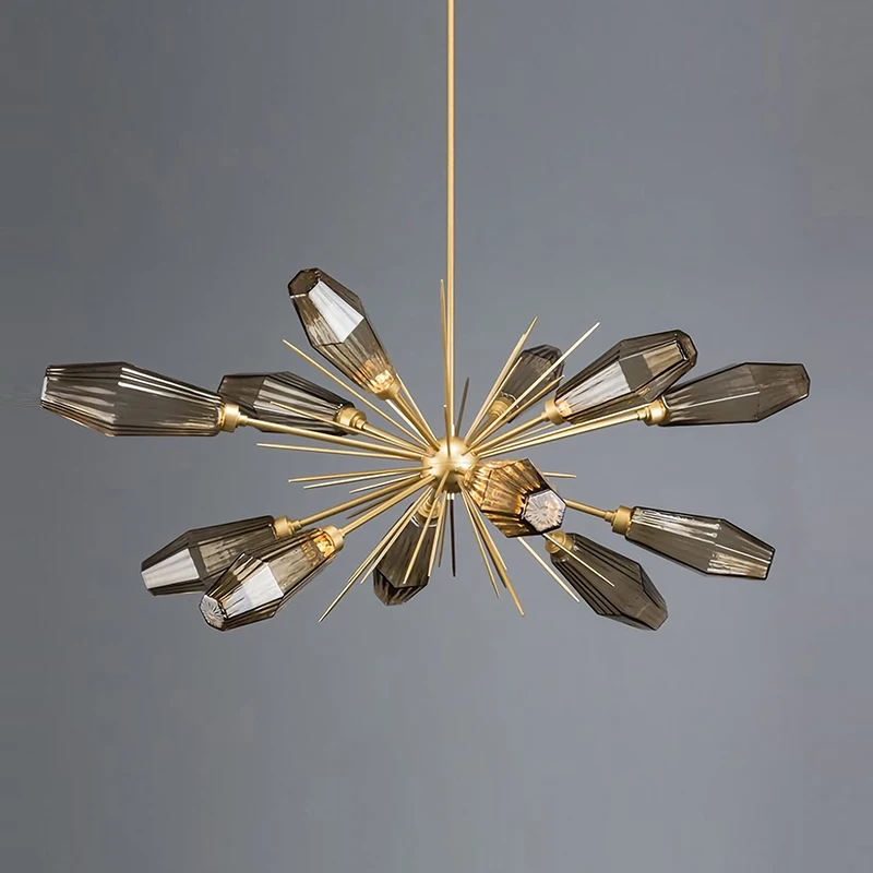 

Modern Chandelier in the Living Nordic Decor Style Room Smoky Gray Glass Branch led Lamp