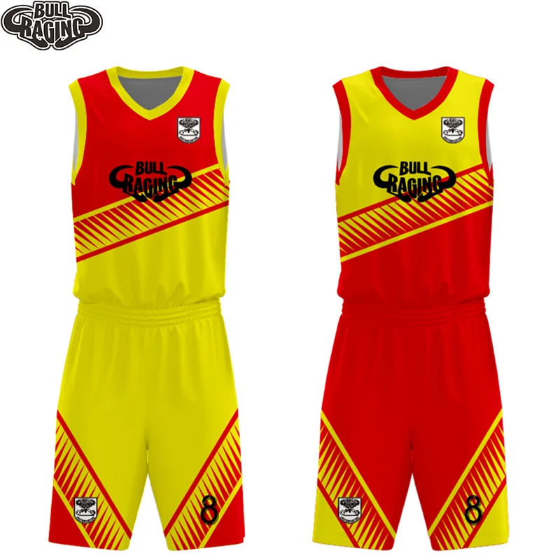 red yellow design reversible basketball jersey sets custom sublimation printed basketball jersey reversible shorts