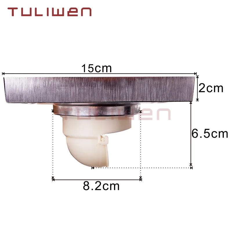 15 centimetri Quadrati In Ottone Scarico A Pavimento Invisibile Drainer Doccia Rifiuti