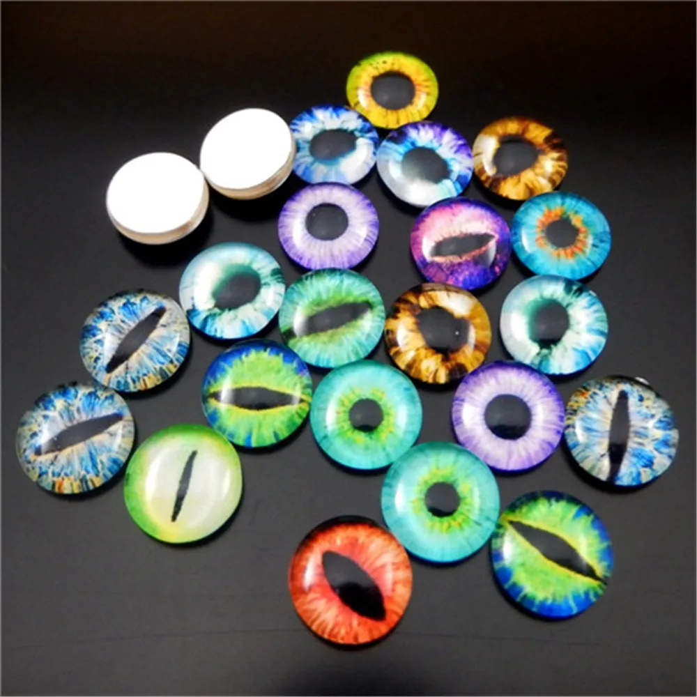 50pcs/lot  Glass Eye Pupil 10mm Dragon Eyes Round Glass Cabochon Jewelry Findings Accessories Pendant Cameo Setting