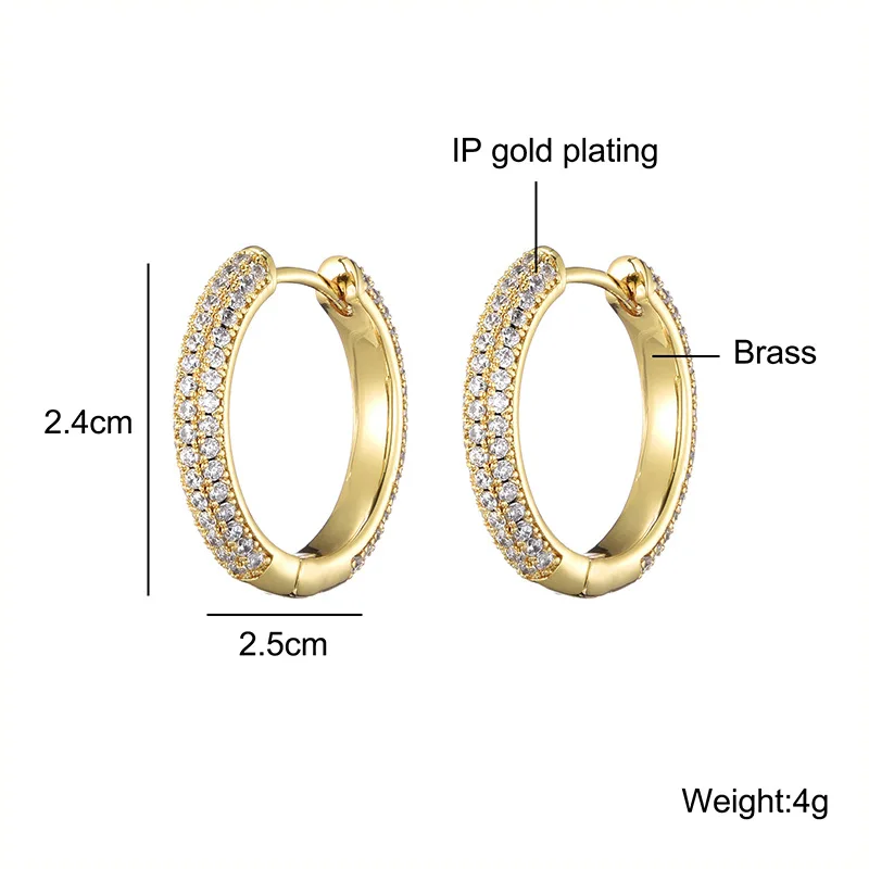 Hip Hop Micro Paved 5A+ Cubic Zirconia Bling Iced Out Circle Stud Earring for Men Women Rapper Jewelry Gifts Gold Silver Color image 3