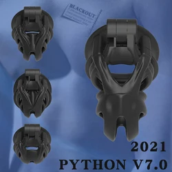 BLACKOUT 2021 New Python V7.0 EVO Cage Mamba Male Chastity Device Double-Arc Cuff Penis Ring 3D Cobra Cock Adult Sex Toys