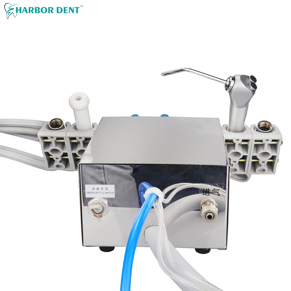 Portable Dental Turbine Unit with Syringe Suction Metal Shell 2 holes 4 Holes Handpiece Hose Dental Instrument Accessories