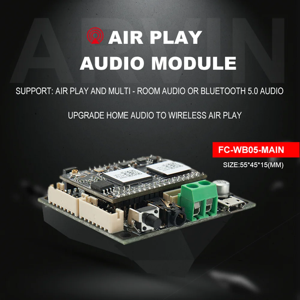 WB05 WiFi and Bluetooth 5.0 Audio Receive Bluetooth Module I2S Analog Output ESS9023 Output Board With Airplay DLNA Wifi Audio