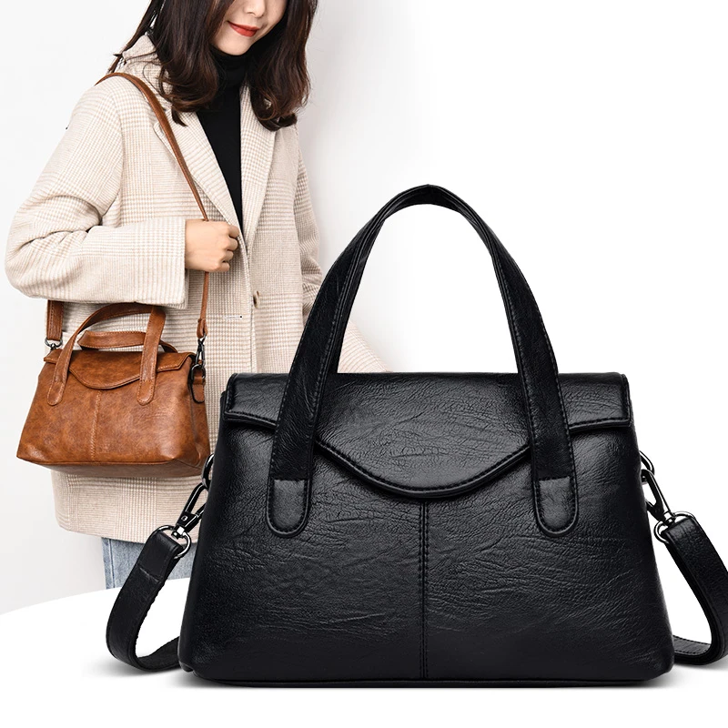 

New Casual Soft Leather Dual-use Bag Shoulder Bag Fashion Messenger Brand Female Totes Crossbody Bags Women Pu Leather Handbags