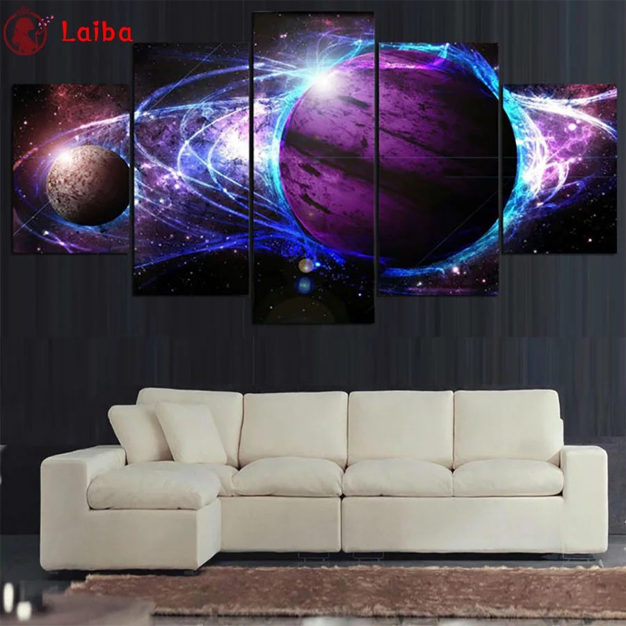 

Full Square Diamond Painting Abstract art, space planet Mosaic Needlework Picture Of Diamond Embroidery Sale Home Decor5pcs