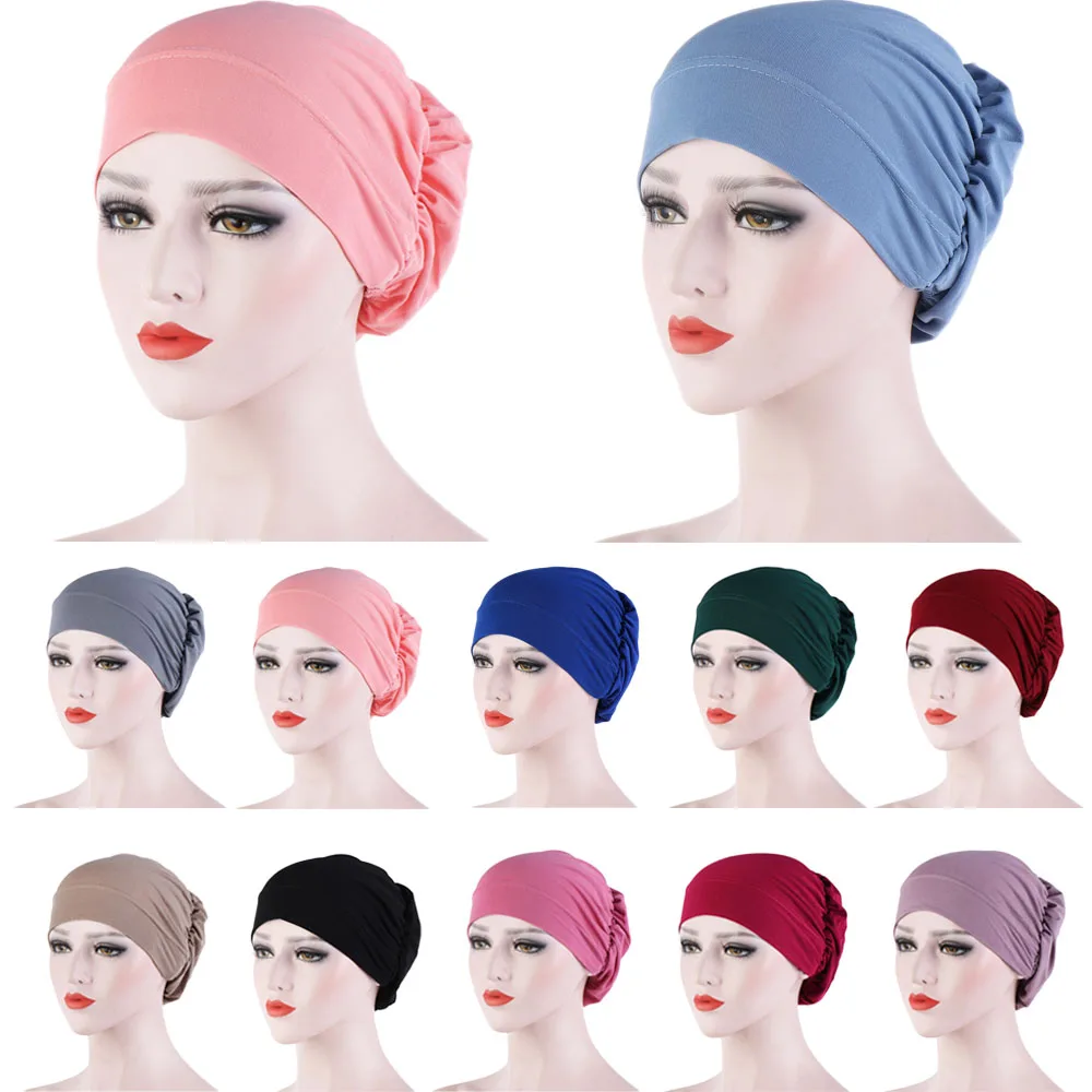 새로운 Underscarf 여성 Chemo 모자 이슬람 Hijab Turban 뼈 보닛 스트레치 내부 닌자 모자 뼈 보닛 튜브 모자를 쓰고 있죠 헤드 스카프 포장