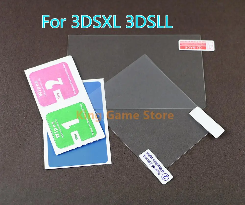 

10sets/lot Top Tempered Glass LCD Screen Protector+Bottom PET Clear Protective Film Guard for New 3DS XL/LL 3DSXL/3DSLL