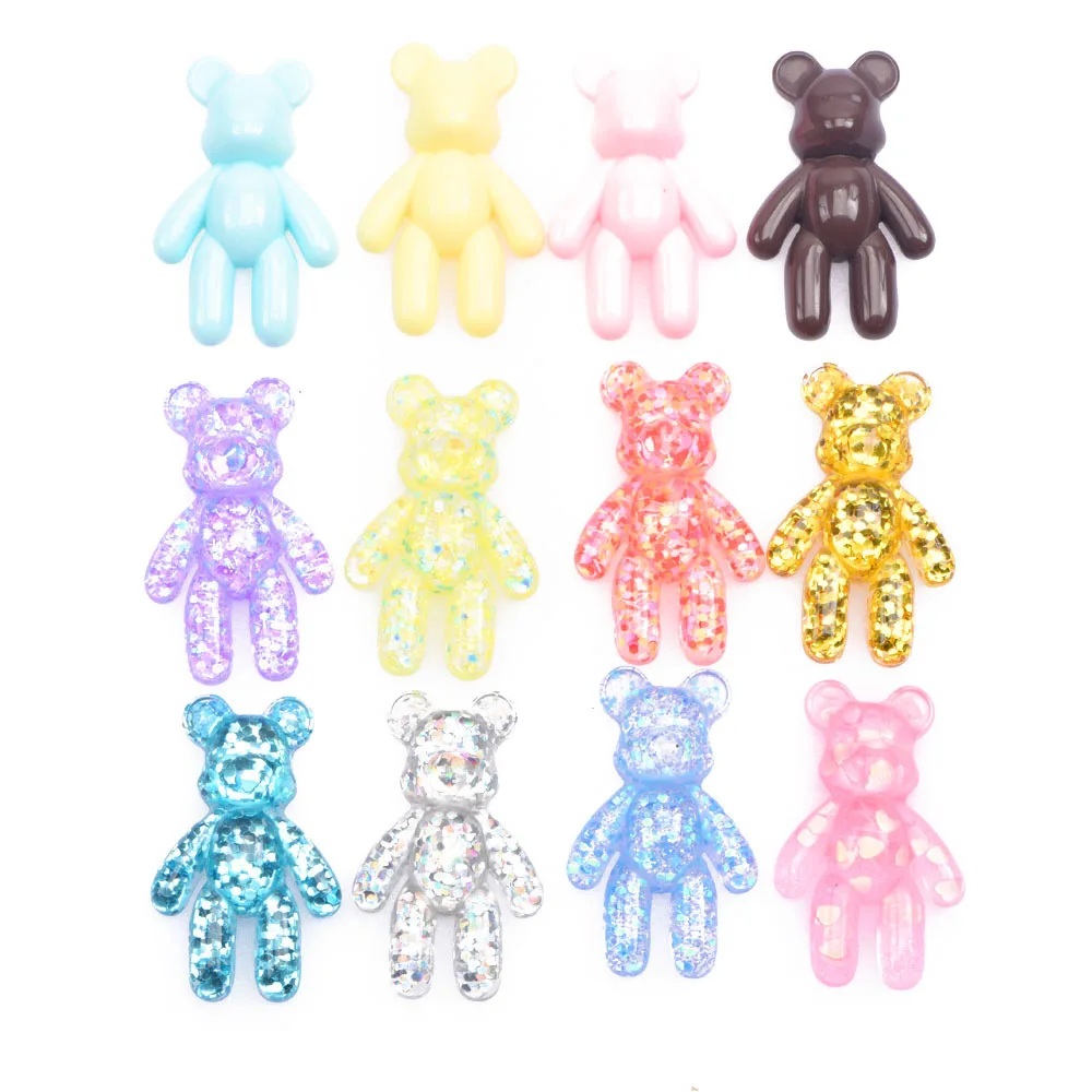 

Resin Transparent Little Bear DIY Shoe Charms Lovely Colorful Gemstone Shoes Decoration Bling Rhinestone Metal Kid's Favor Gift