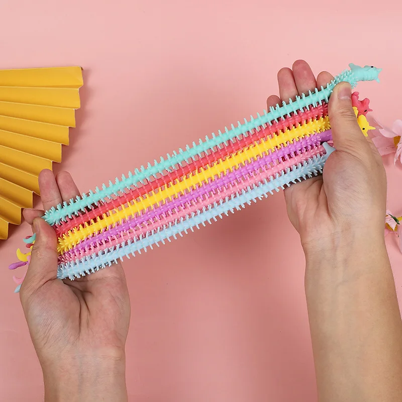 12Pcs Funny Unicorn Pull Worm Stretch String TPR Rope Kids Toy Birthday Party Game Favors Gift Children Stress Relief Fidget Toy