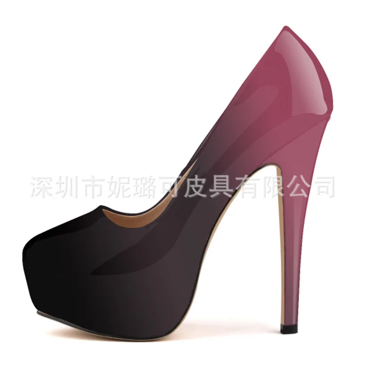 Hot Thin High heels Female Shoes Woman Pumps Wedding Party Round Toe Patent Leather 14CM Slip On waterproof 2023 size 35-42
