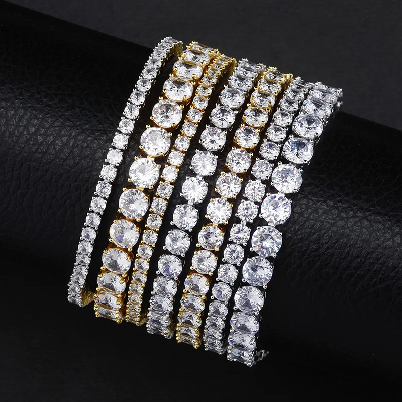 

3MM S925 Sterling Silver 1 Row Moissanite Spring Clasp Tennis Link Chain Bracelet Women Men Hip Hop Bling Ice Out Rapper Jewelry