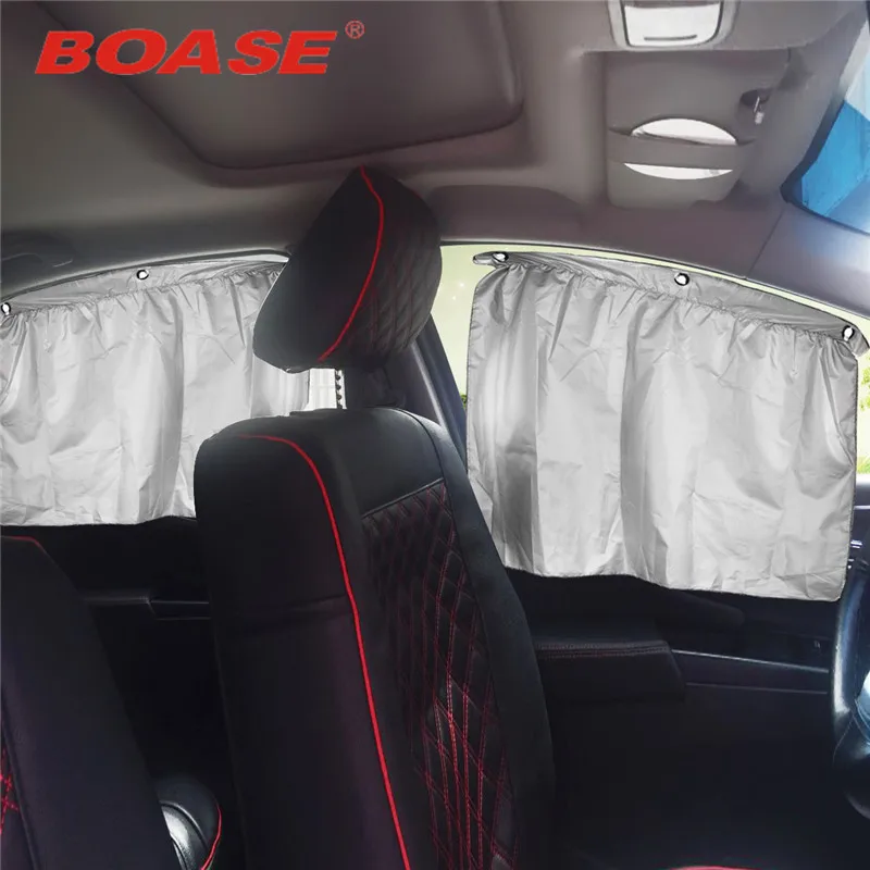 2Pcs Car Curtain Side Window Sun Shade Windshield Sunshade UV Heat Block Suction Cup Protection Cloth Sheet