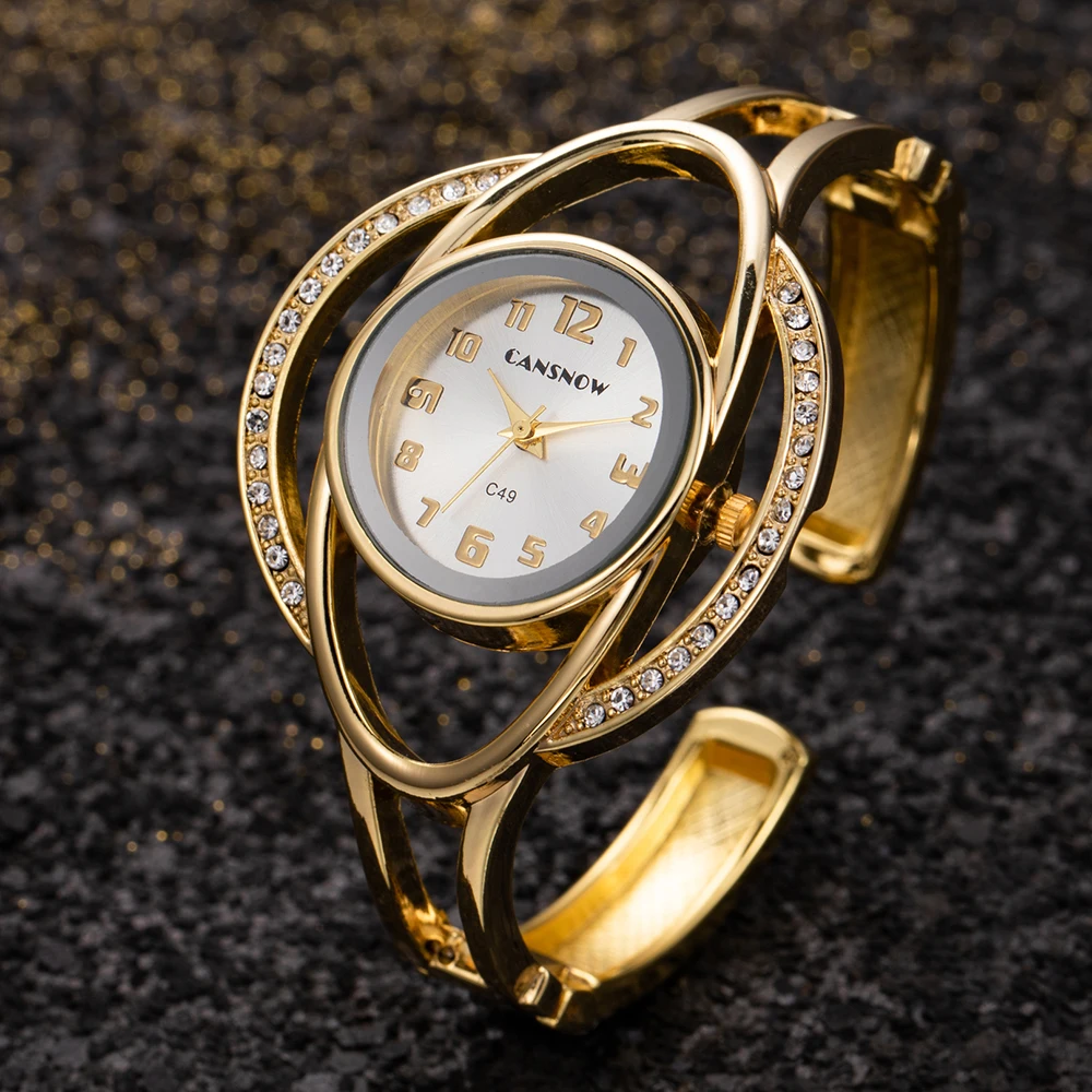 Relojes de lujo con diamantes de imitación para mujer, pulsera de oro con esfera pequeña, reloj de pulsera femenino de marca superior