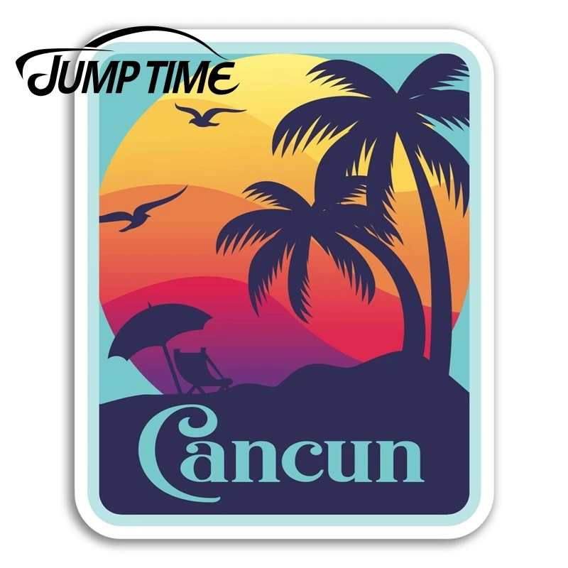 Jump Time for Cancun Vinyl Stickers Mexico Fun Travel Sticker Laptop Luggage Waterproof Accessories Car Bumper Window Decal