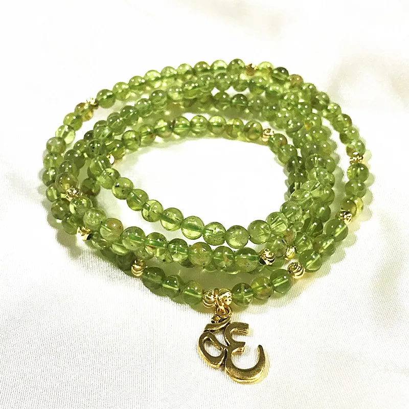 5mm Round Beads Green olive 74cm In circles Women Bracelets Nature Color Crystal Not Glass Charm Necklace Good Quality