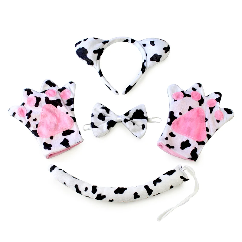 Crianças miúdo vaca anime traje conjunto para meninos meninas tutu saia bandana luvas roupas festa de halloween uniformes cosplay terno