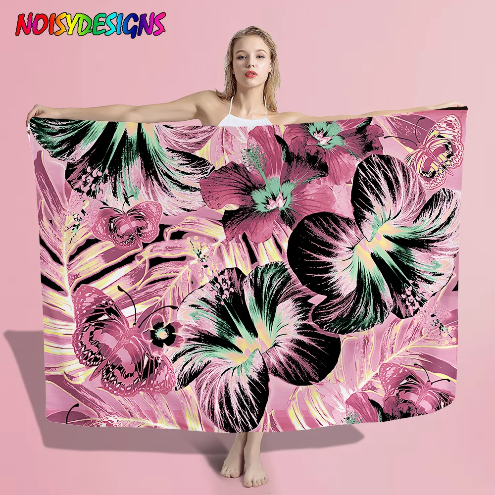 

NOISYDESIGNS Customized Samoa Women Large Shawl Scarf Vintage Hawaiian Tropical Hibiscus Floral Soft Smooth Lady Wraps Scarves