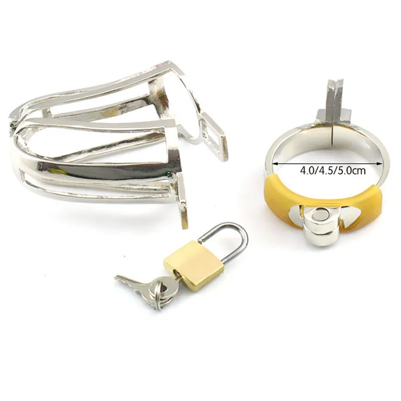 Opening and closing Chastity lock device metal cock cage BDSM Bondage Sex Toys For Men Cbt Male Chastity cage Cockring CB6000 view 4