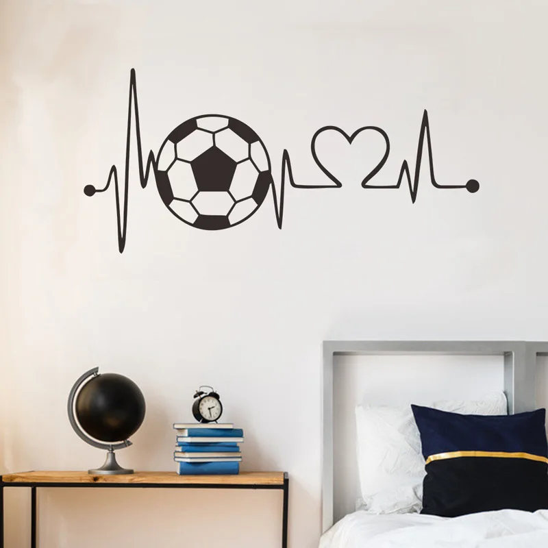 Football Heartbeat Wall Sticker Sports Football Bedroom Background For Home Decoration Kids Boy Room Wallpaper Creative Stickers