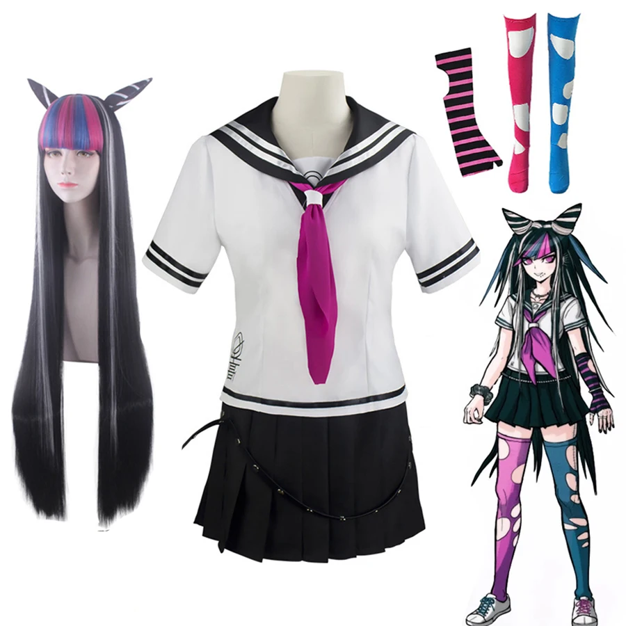 Anime Danganronpa Ibuki Mioda Cosplay Custome Dangan Ronpa School Uniform Sailor Suits Skirt Wigs Carnival Halloween Customes