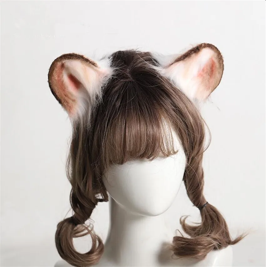 Handmade Furry Animal Beast Ears Hairpin Headwear Bear Ear Clip Cosplay Props Soft Lolita Girl Hair Accessory C769