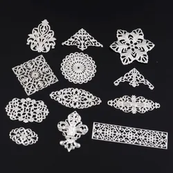 Free shipping! 10Pcs Silver Color Mixed Metal Filigree Wraps Connectors Metal Crafts Gift Decoration DIY Jewelry