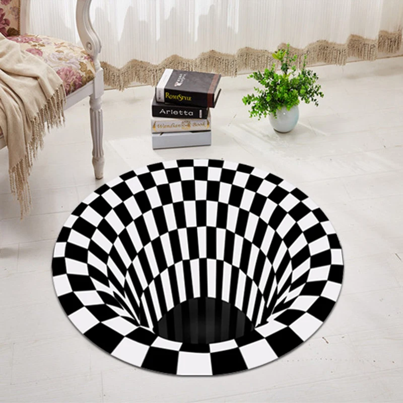 Customizable 3D Vortex Mat Carpet Areas Rug Non-slip Floor Mat Rug Abstract Geometric Optical Living Room Bedroom Carpet