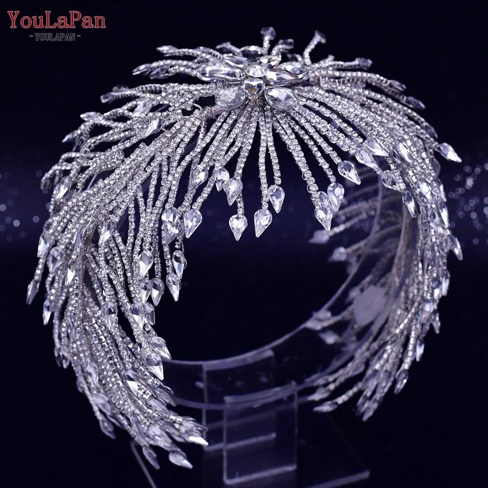 YouLaPan Bridal Headband Handmade Rhinestone Tiara Pageant Crown Wedding Heart-shaped Bridal Hair Accessories Jewelry HP429