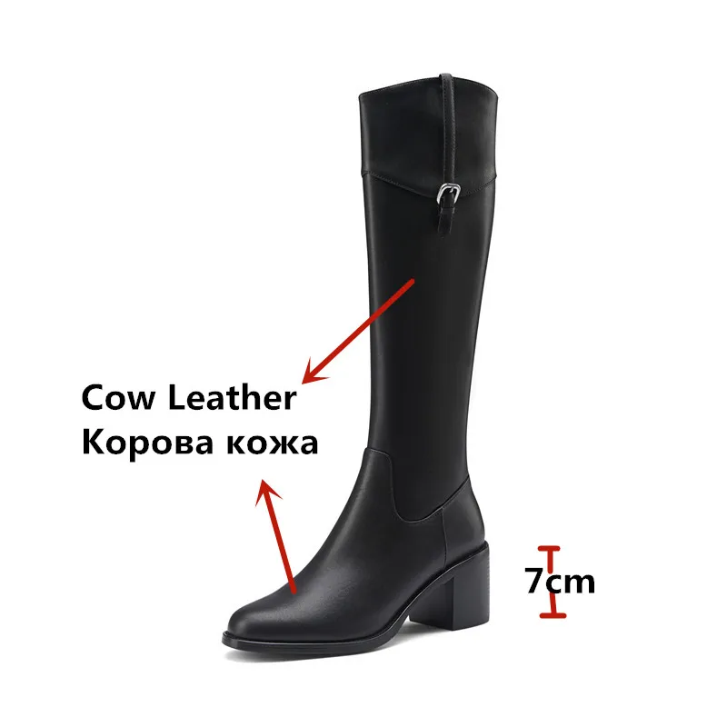 FEDONAS Vintage Side Zipper Knee High Boots Women Newest Genuine Leather High Heels Shoes Woman Wedding Party Basic Women\'s Boot