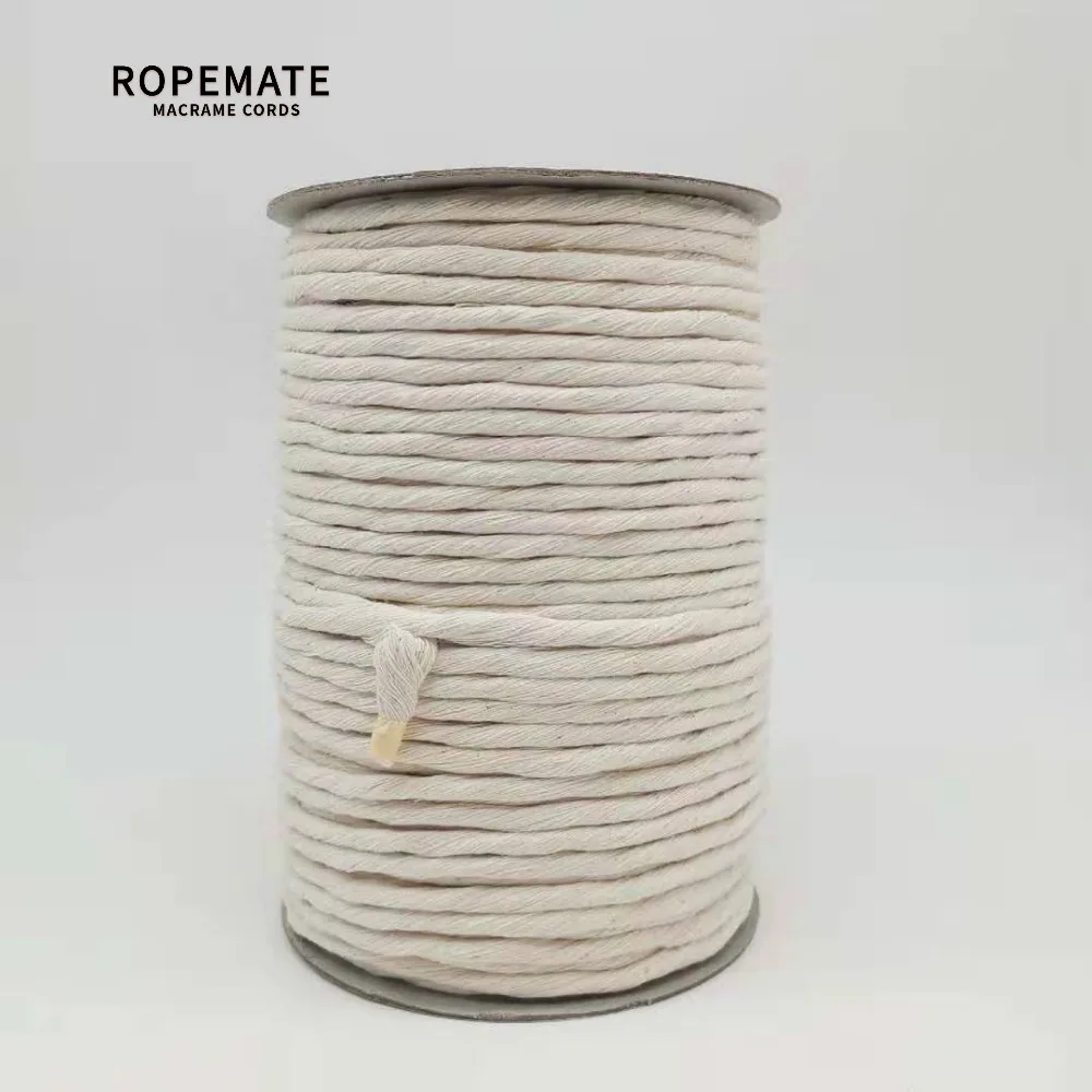 ROPEMATE BASIC COTTON CORD 6MM  100M - 1 SINGLE STRAND - NATURAL COLOR for craft DIY home decor