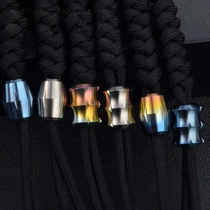 Titanium Alloy Knife Beads Lanyard Necklace Pendant Portable Flashlight Tail Rope EDC Tool Personality Pendant