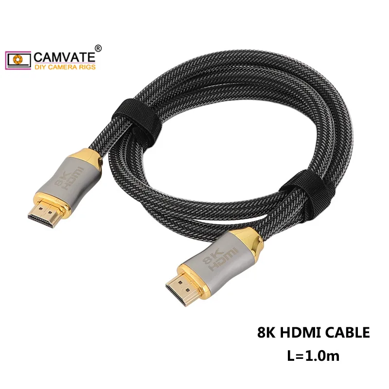CAMVATE-Cable HDMI 2,1 de 8K de alta velocidad con conectores dorados y nailon trenzado para ordenador portátil/Monitor/Xbox One /PS5/8K TV (1m de largo)