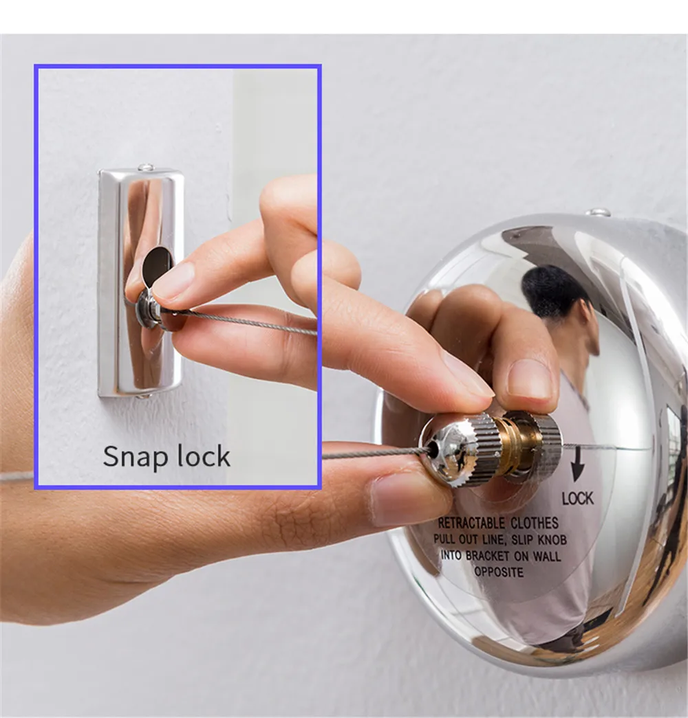 Retractable Clothesline Clothes Dryer with Adjustable Stainless Steel Rope String Laundry Hanger Organizer DryingRack