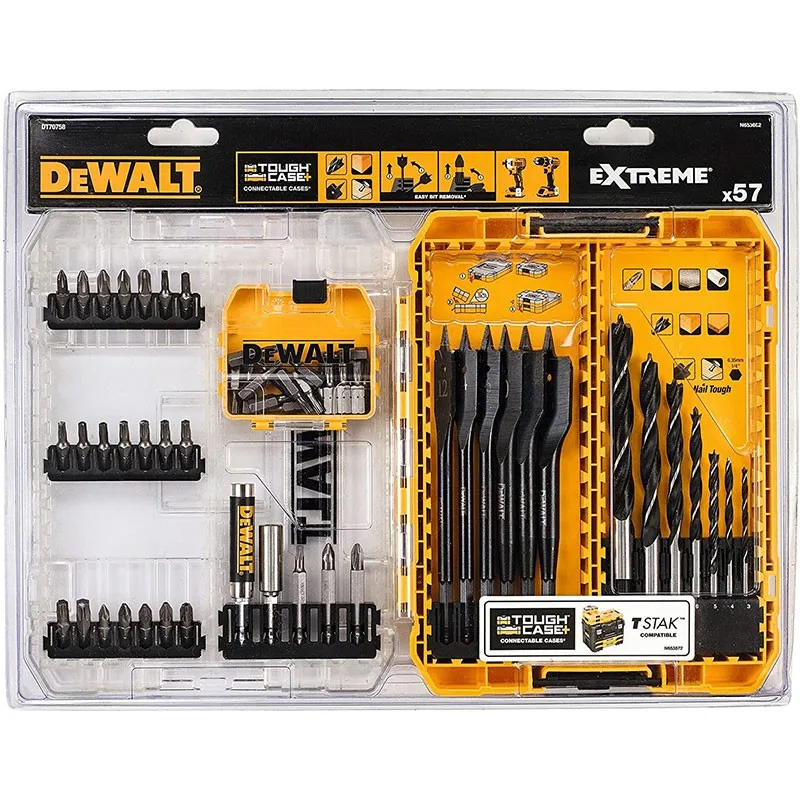 DEWALT DT70758 57Pcs Twist Drill Driver Bit Set Metal Wood Drill Multi-function Electric Screwdriver Bits Power Tool Accessories