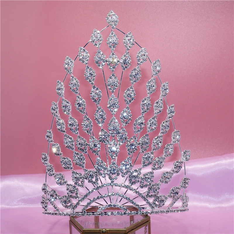 Fashion Luxury Women Noble Temperament Crown Exquisite Rhinestone Crystal Birthday Party Shining Crown Wholesale And Retail