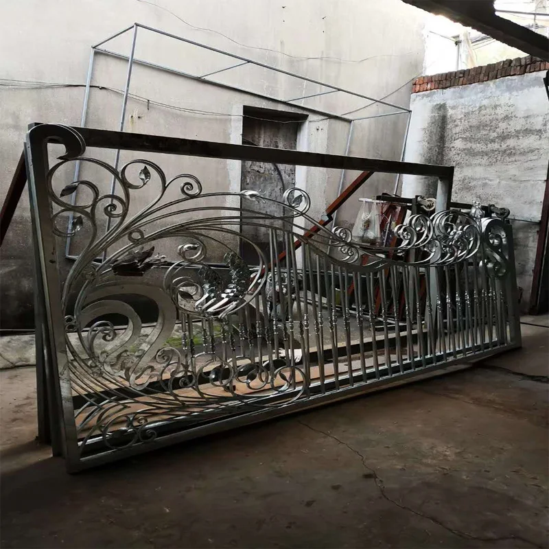 High Quality Modern Square Style Security Double Wrought Iron Gate Design