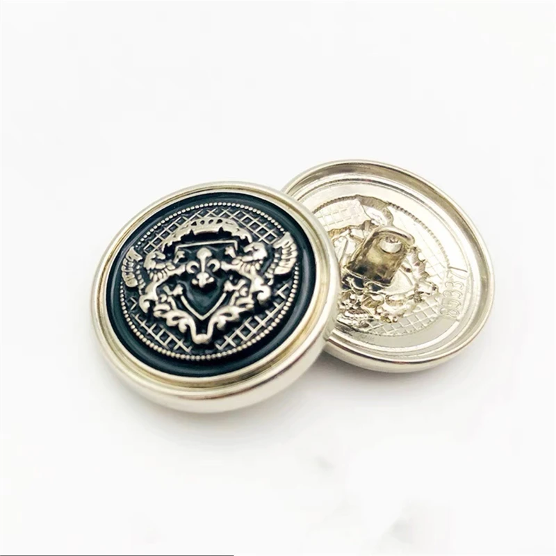 10pcs/lot 15/20/25mm Classic Vintage Jacket Buttons Fashion Black Gold DIY Sewing Buttons for Clothing Round Metal Coat Buttons