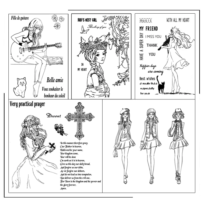 

Pretty Girl Clear Stamps Scrapbooking Crafts Decorate Photo Album Embossing Cards Making Clear Stamps New