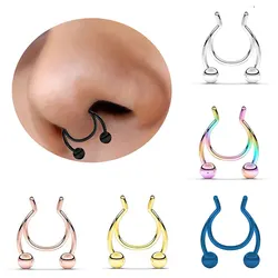 1PC Antler Shape Fake Nose Ring Clip Stainless Steel Nasal Septum Piercing Jewelry Sexy Body Jewelry For Girl Men Non-Pierced